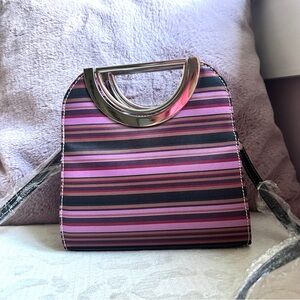 Purple/Brown Pinstriped Mini Satchel/Crossbody NWT